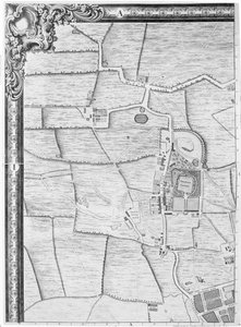 Um mapa de Marylebone, Londres, 1746